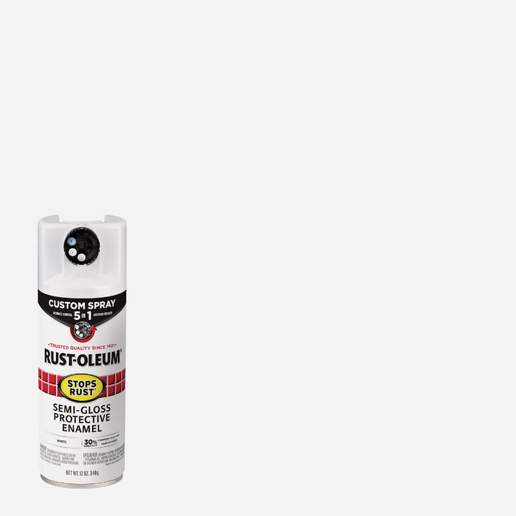 Image of Rust-Oleum Stops Rust 12 Oz. Custom Spray 5 in 1 Semi-Gloss Spray Paint, White