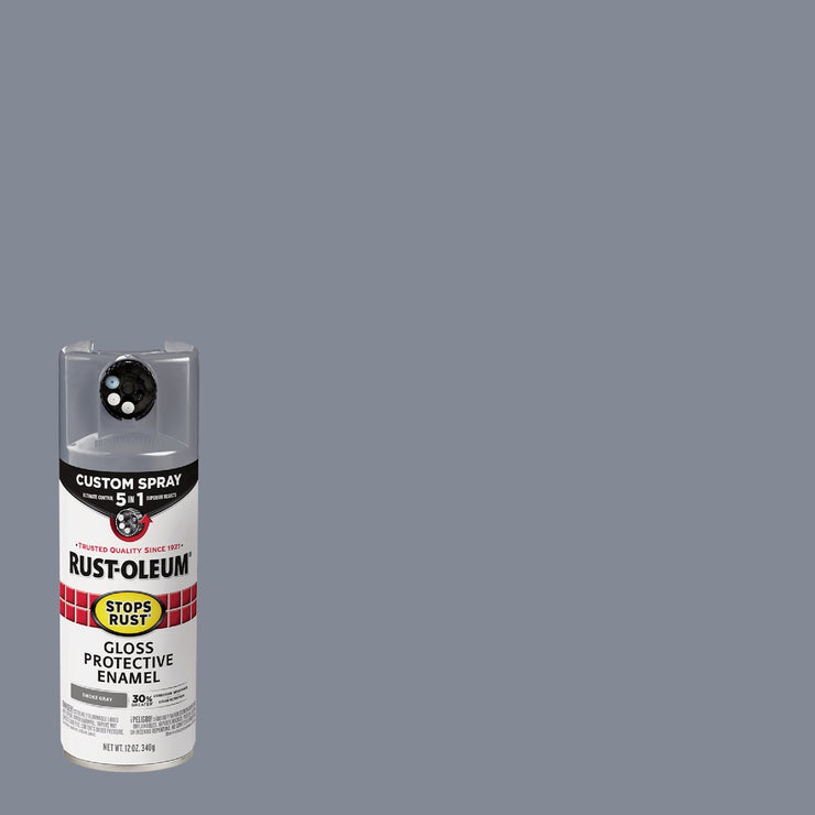Image of Rust-Oleum Stops Rust 12 Oz. Custom Spray 5 in 1 Gloss Spray Paint, Smoke Gray
