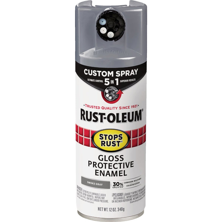 Image of Rust-Oleum Stops Rust 12 Oz. Custom Spray 5 in 1 Gloss Spray Paint, Smoke Gray
