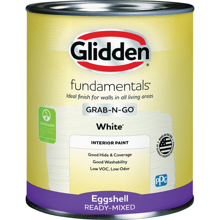 Image of Glidden Fundamentals Eggshell Interior Paint, White, 1 Qt.