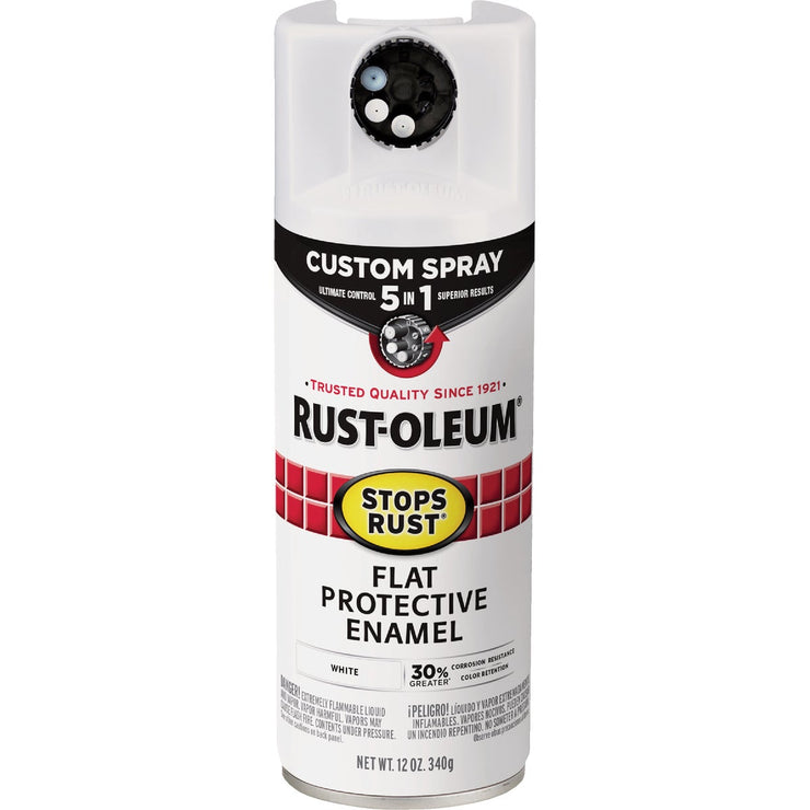 Image of Rust-Oleum Stops Rust 12 Oz. Custom Spray 5 in 1 Flat Spray Paint, White