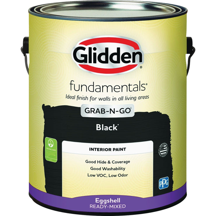 Image of Glidden Fundamentals Eggshell Interior Paint, Black, 1 Gal.