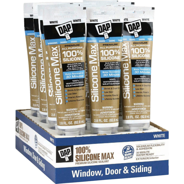 Image of DAP SILICONE MAX 2.8 Oz. White Premium All Purpose 100% Silicone Sealant