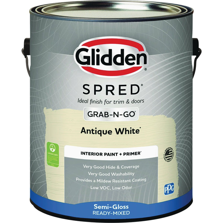 Image of Glidden Spred Interior Grab-N-Go Paint + Primer Semi-Gloss Paint, Antique White, 1 Gal.