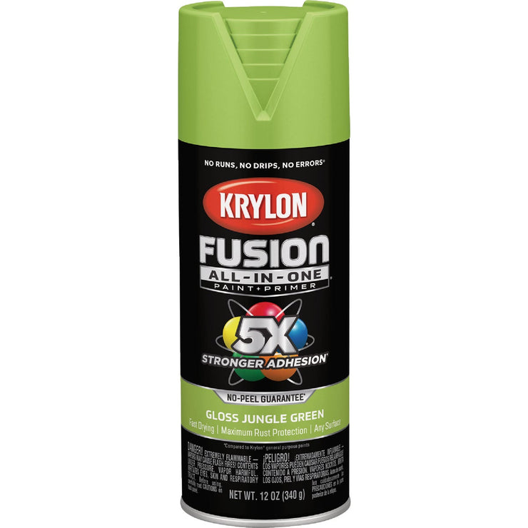 Image of Krylon Fusion All-In-One 12 Oz. Gloss Spray Paint, Jungle Green