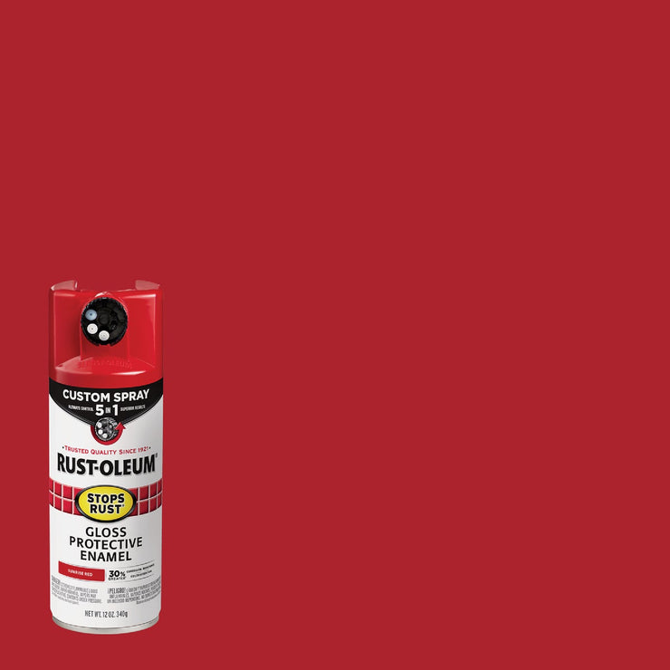 Image of Rust-Oleum Stops Rust 12 Oz. Custom Spray 5 in 1 Gloss Spray Paint, Sunrise Red