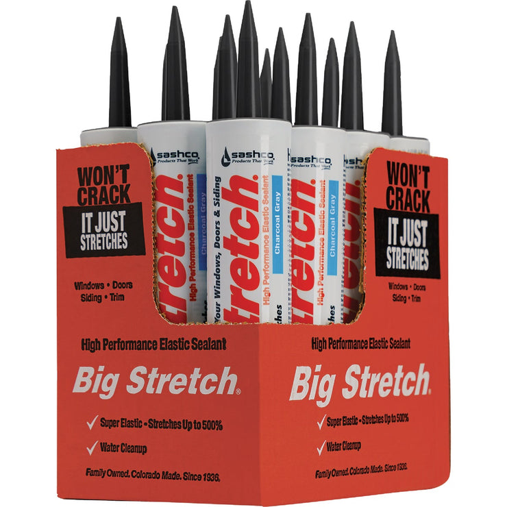 Image of Sashco Big Stretch 10.5 Oz. Acrylic Elastomeric Caulk, Charcoal Gray