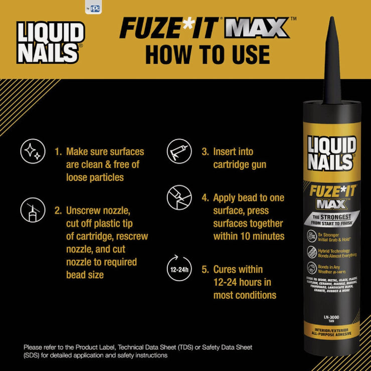 Image of Liquid Nails Fuze-It Max 9 Oz. All Surface Construction Adhesive