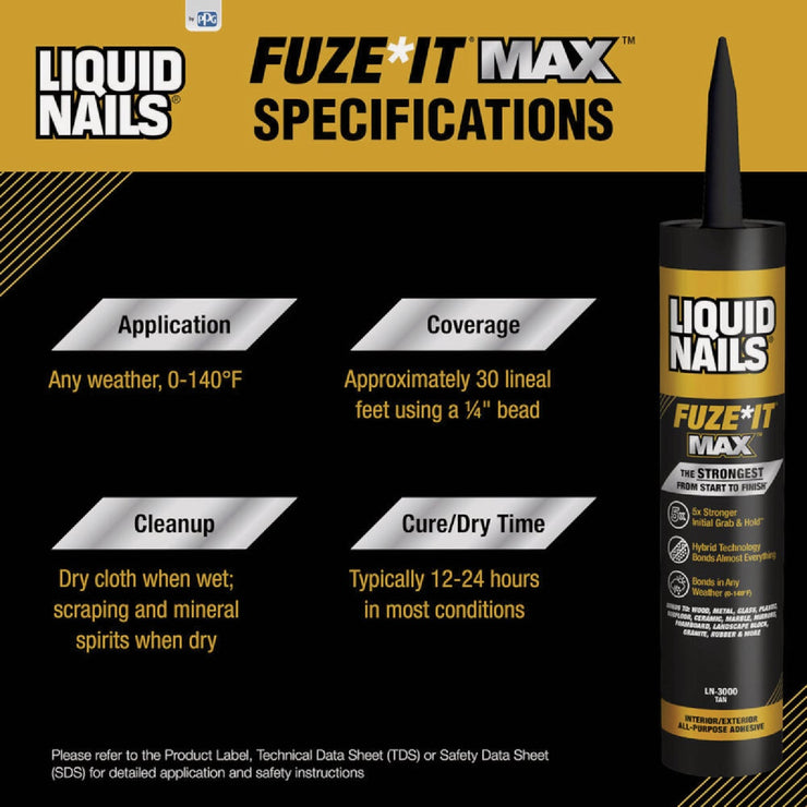 Image of Liquid Nails Fuze-It Max 9 Oz. All Surface Construction Adhesive