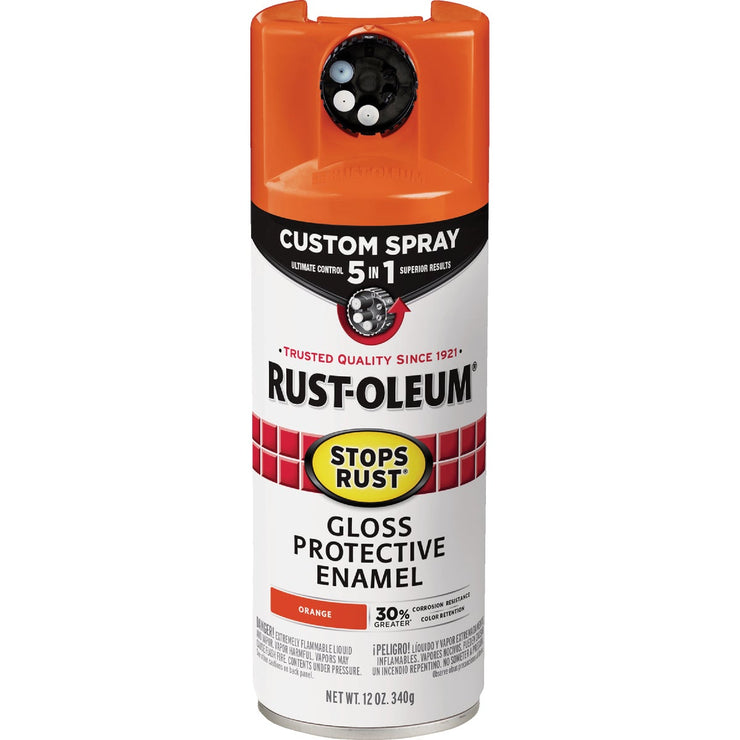 Image of Rust-Oleum Stops Rust 12 Oz. Custom Spray 5 in 1 Gloss Spray Paint, Orange
