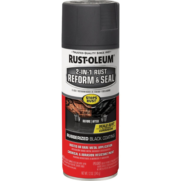 Image of Rust-Oleum Stops Rust 2-In-1 Rust Reform and Seal Spray, 12 Oz., Black