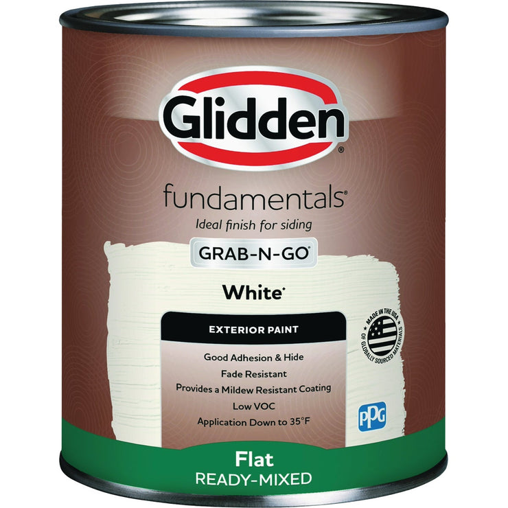 Image of Glidden Fundamentals Exterior Grab-N-Go White Flat Quart