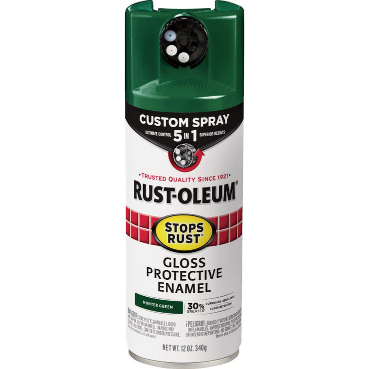 Image of Rust-Oleum Stops Rust 12 Oz. Custom Spray 5 in 1 Gloss Spray Paint, Hunter Green