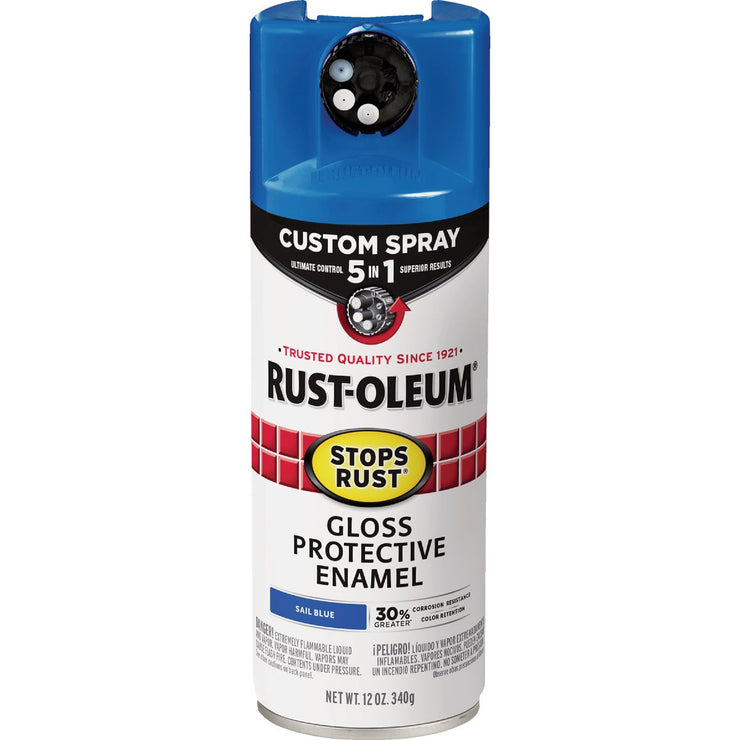 Image of Rust-Oleum Stops Rust 12 Oz. Custom Spray 5 in 1 Gloss Spray Paint, Sail Blue