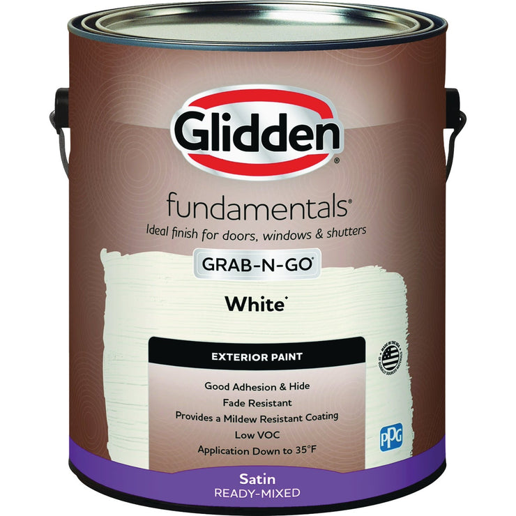 Image of Glidden Fundamentals Exterior Grab-N-Go White Satin Gallon