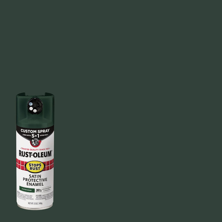 Image of Rust-Oleum Stops Rust 12 Oz. Custom Spray 5 in 1 Satin Spray Paint, Hunter Green