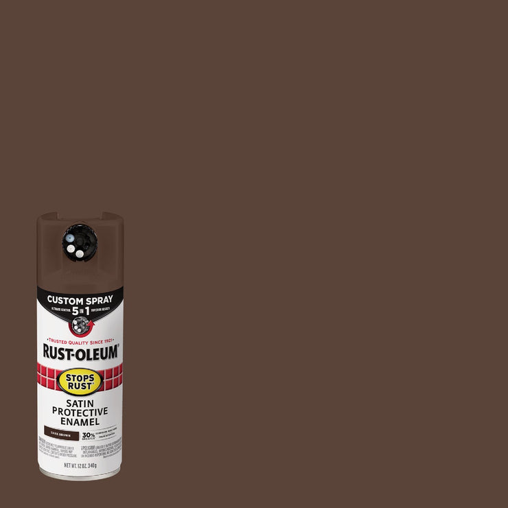 Image of Rust-Oleum Stops Rust 12 Oz. Custom Spray 5 in 1 Satin Spray Paint, Dark Brown