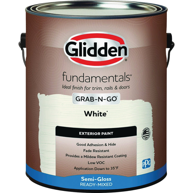 Image of Glidden Fundamentals Exterior Grab-N-Go White Semi Gloss Gallon
