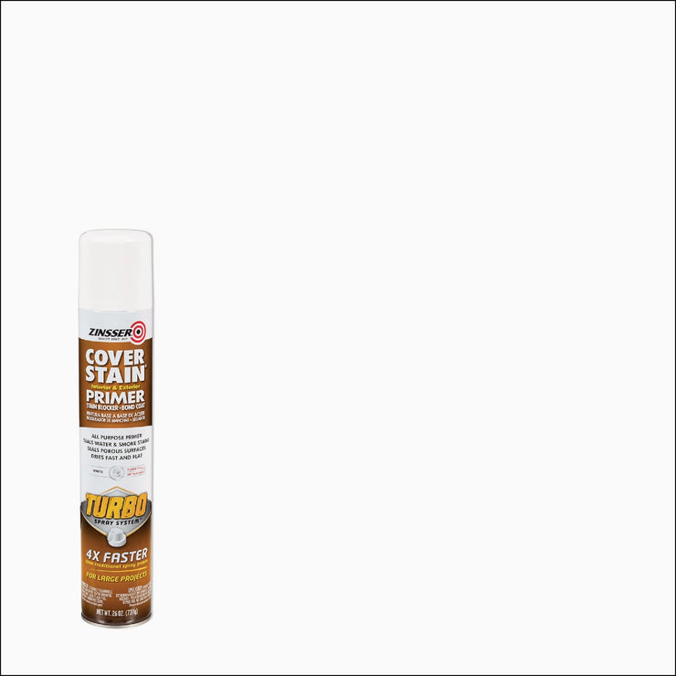 Image of Zinsser 26 Oz. Cover Stain Primer Spray with Turbo Spray System, Flat White