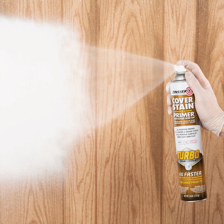 Image of Zinsser 26 Oz. Cover Stain Primer Spray with Turbo Spray System, Flat White