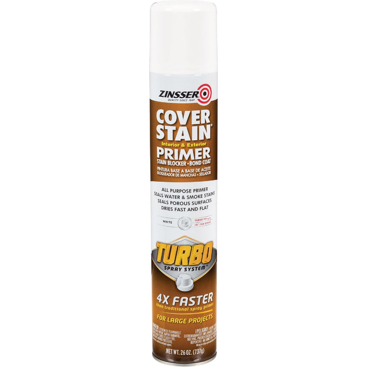 Image of Zinsser 26 Oz. Cover Stain Primer Spray with Turbo Spray System, Flat White