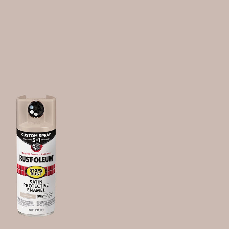Image of Rust-Oleum Stops Rust 12 Oz. Custom Spray 5 in 1 Satin Spray Paint, French Beige