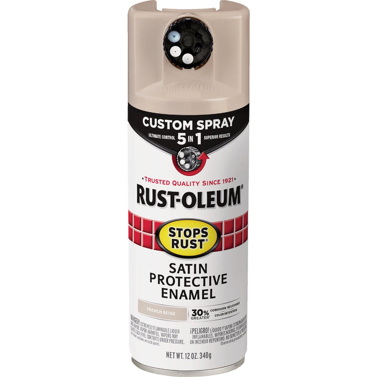 Image of Rust-Oleum Stops Rust 12 Oz. Custom Spray 5 in 1 Satin Spray Paint, French Beige