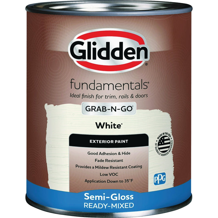 Image of Glidden Fundamentals Exterior Grab-N-Go White Semi Gloss Quart