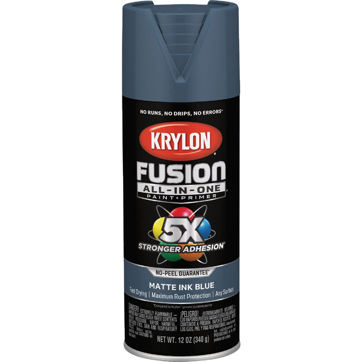 Image of Krylon Fusion All-In-One 12 Oz. Matte Spray Paint, Ink Blue