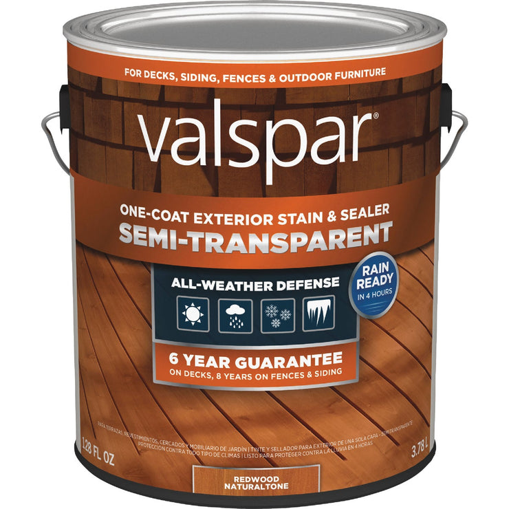Image of Valspar Semi Transparent Deck Stain, Redwood, 1 Gal.