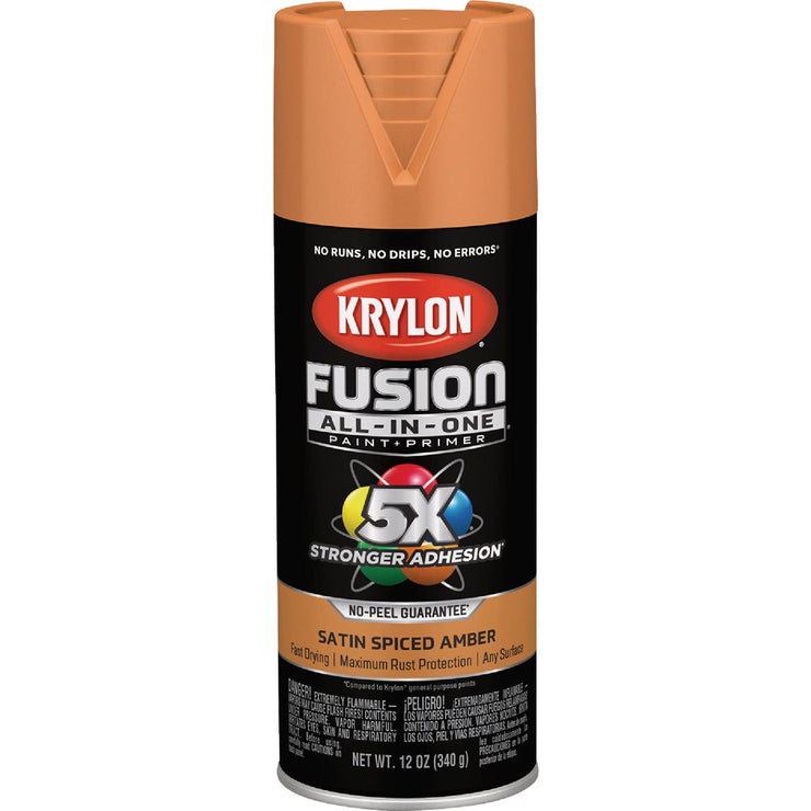 Image of Krylon Fusion All-In-One 12 Oz. Satin Spray Paint, Spiced Amber