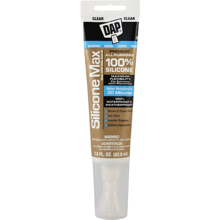 Image of DAP SILICONE MAX 2.8 Oz. Clear Premium All Purpose 100% Silicone Sealant