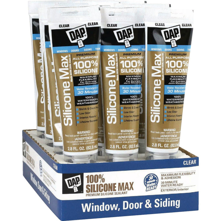 Image of DAP SILICONE MAX 2.8 Oz. Clear Premium All Purpose 100% Silicone Sealant