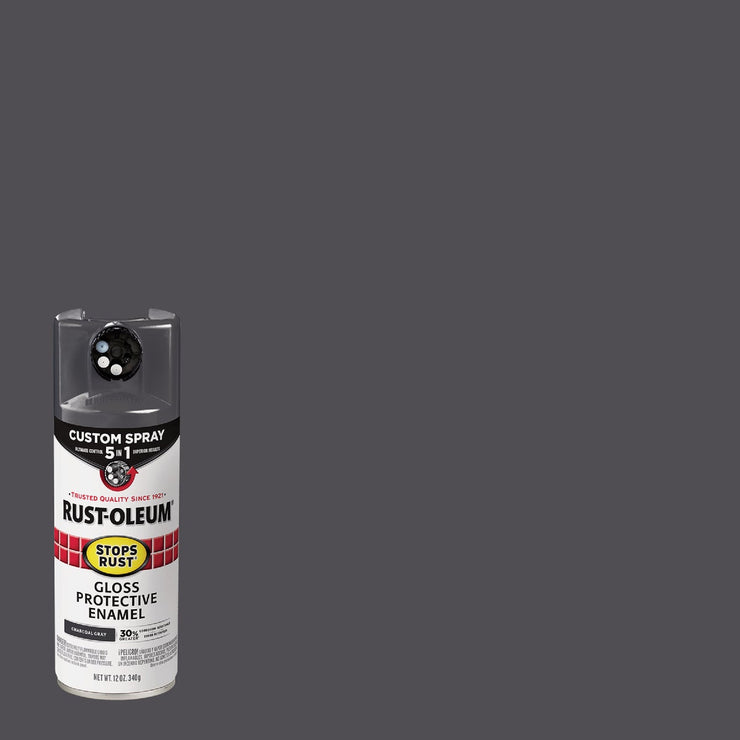 Image of Rust-Oleum Stops Rust 12 Oz. Custom Spray 5 in 1 Gloss Spray Paint, Charcoal Gray