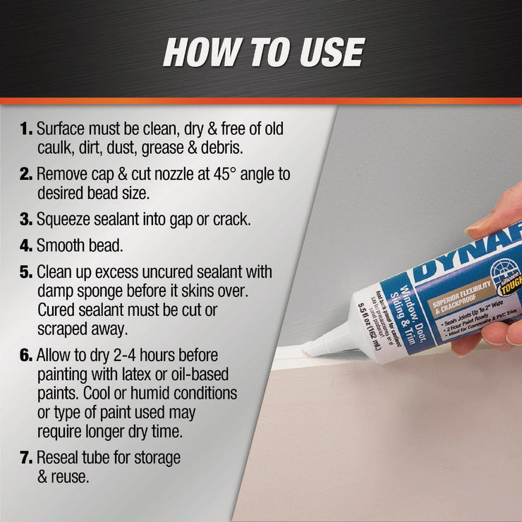 Image of Dap Dynaflex 230 5.5 Oz. 100% Waterproof Window, Door, Siding & Trim Elastomeric Sealant, White