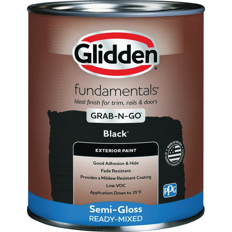 Image of Glidden Fundamentals Exterior Grab-N-Go Black Semi Gloss Quart