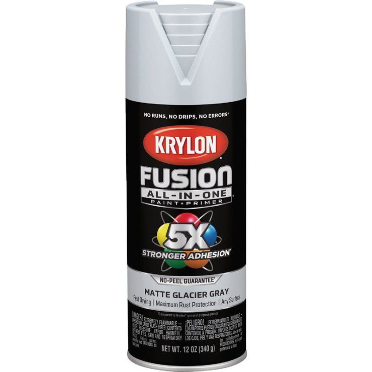 Image of Krylon Fusion All-In-One 12 Oz. Matte Spray Paint, Glacier Gray