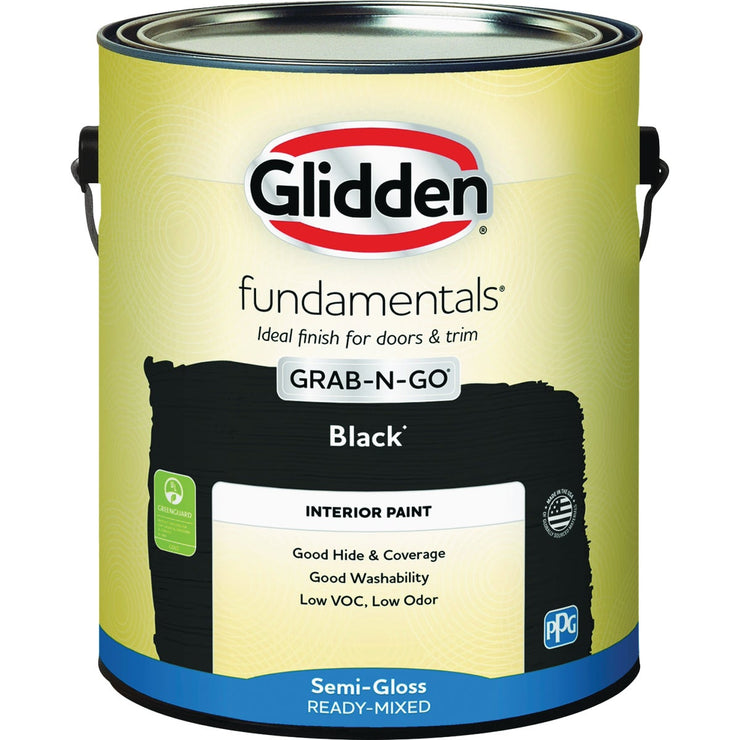 Image of Glidden Fundamentals Semi-Gloss Interior Paint, Black, 1 Gal.