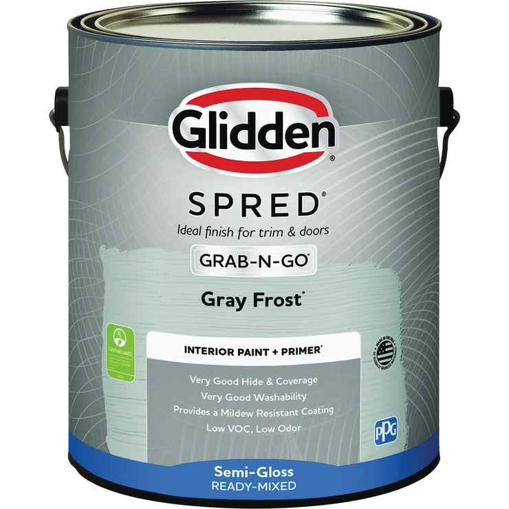 Image of Glidden Spred Interior Grab-N-Go Paint + Primer Semi-Gloss Paint, Gray Frost, 1 Gal.
