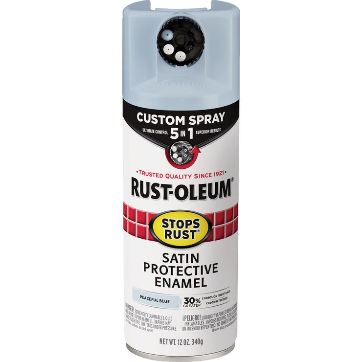 Image of Rust-Oleum Stops Rust 12 Oz. Custom Spray 5 in 1 Satin Spray Paint, Peaceful Blue