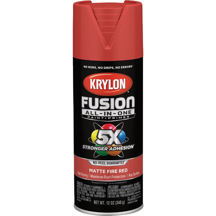 Image of Krylon Fusion All-In-One 12 Oz. Matte Spray Paint, Fire Red