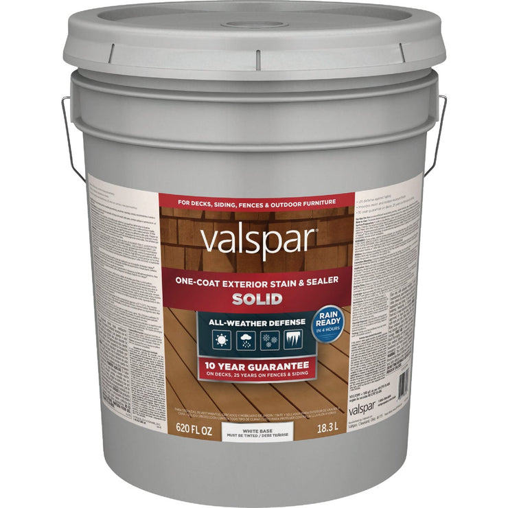 Image of Valspar Solid Deck Stain, White Tint Base, 5 Gal.
