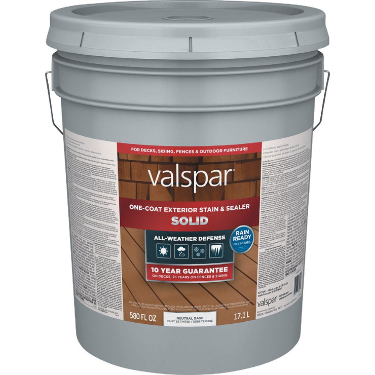 Image of Valspar Solid Deck Stain, Neutral Base, 5 Gal.