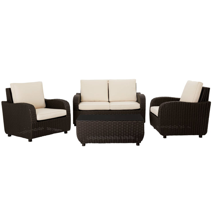 Image of Outdoor Expressions 4-Piece Rattan Chat Set