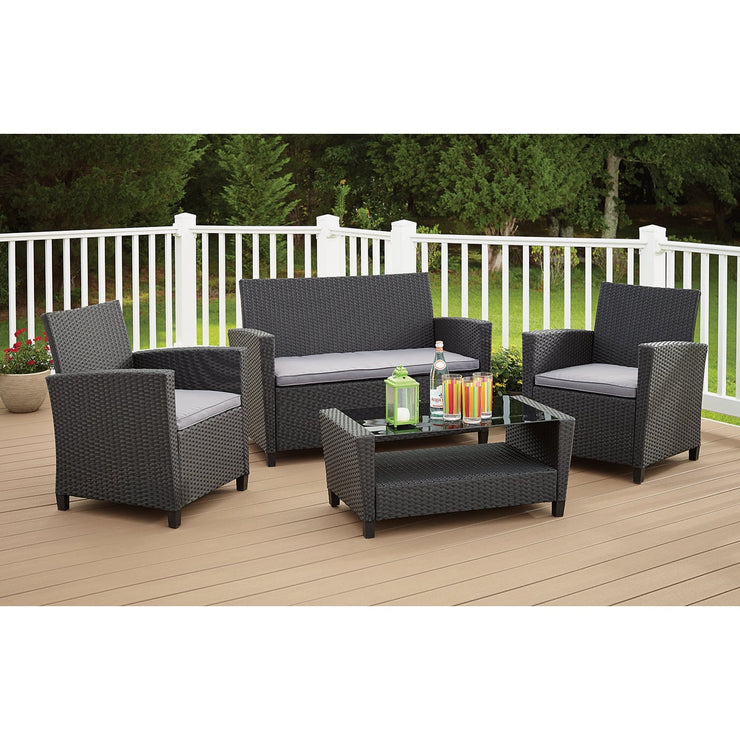 Image of Outdoor Expressions Malmo 4-Piece Resin Wicker Chat Set