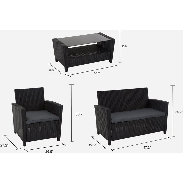 Image of Outdoor Expressions Malmo 4-Piece Resin Wicker Chat Set