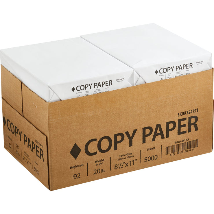 Image of Staples 8.5 In. x 11 In. 20 Lb. White Copier Paper, 5000 Sheets