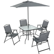 Image of Outdoor Expressions 6-Piece Sling Dining Set with Umbrella