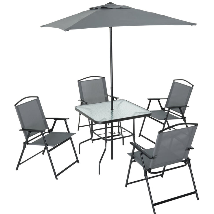 Image of Outdoor Expressions 6-Piece Sling Dining Set with Umbrella