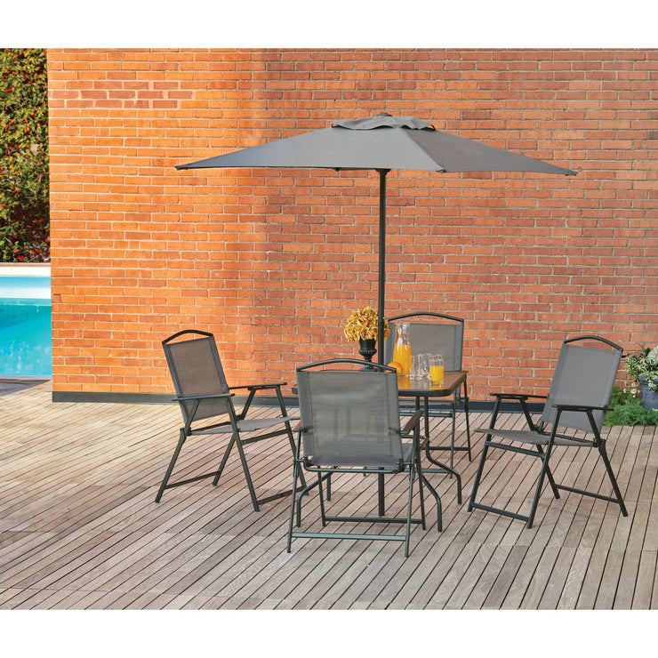 Image of Outdoor Expressions 6-Piece Sling Dining Set with Umbrella